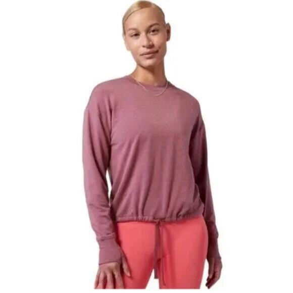 Athleta Size L Purple Marina Sweatshirt Long Sleeve Drawstring Hem Pullover - Picture 1 of 10